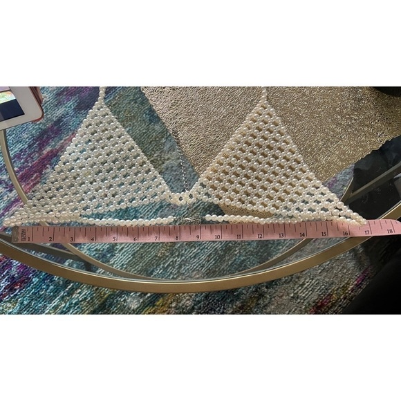 Urban Outfitters White Pearl Bra Top Plunging Bralette Layering Jewelry Large - Picture 9 of 9
